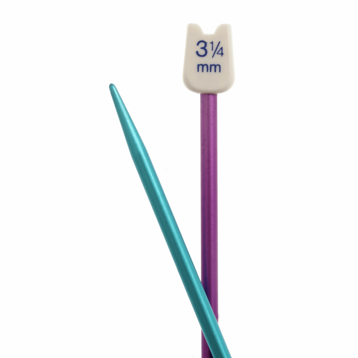 PONY Children's Coloured Aluminium Single-Ended Knitting Pins - 18cm x 3.25mm (Blue/Magenta)