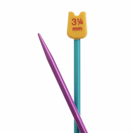 PONY Children's Coloured Aluminium Single-Ended Knitting Pins - 18cm x 3.25mm (Blue/Magenta)