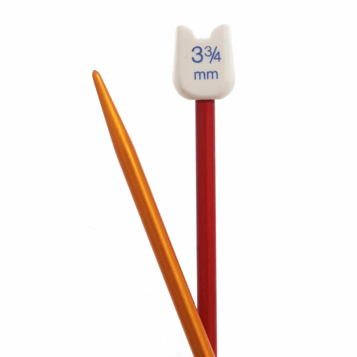 PONY Children's Coloured Aluminium Single-Ended Knitting Pins - 18cm x 3.75mm (Red/Yellow)