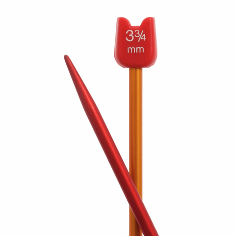 PONY Children's Coloured Aluminium Single-Ended Knitting Pins - 18cm x 3.75mm (Red/Yellow)