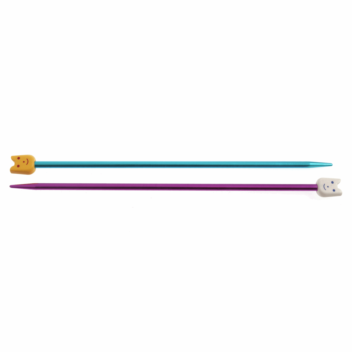 PONY Children's Coloured Aluminium Single-Ended Knitting Pins - 18cm x 4mm (Blue/Magenta)