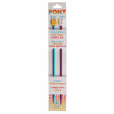 PONY Children's Coloured Aluminium Single-Ended Knitting Pins - 18cm x 4mm (Blue/Magenta)