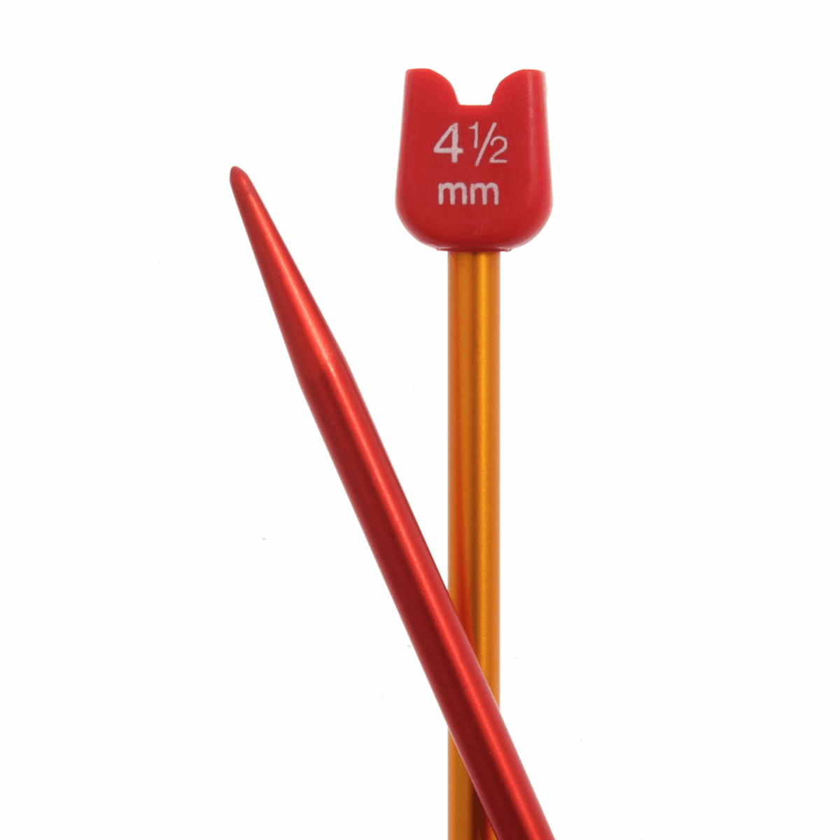 PONY Children's Coloured Aluminium Single-Ended Knitting Pins - 18cm x 4.5mm (Red/Yellow)