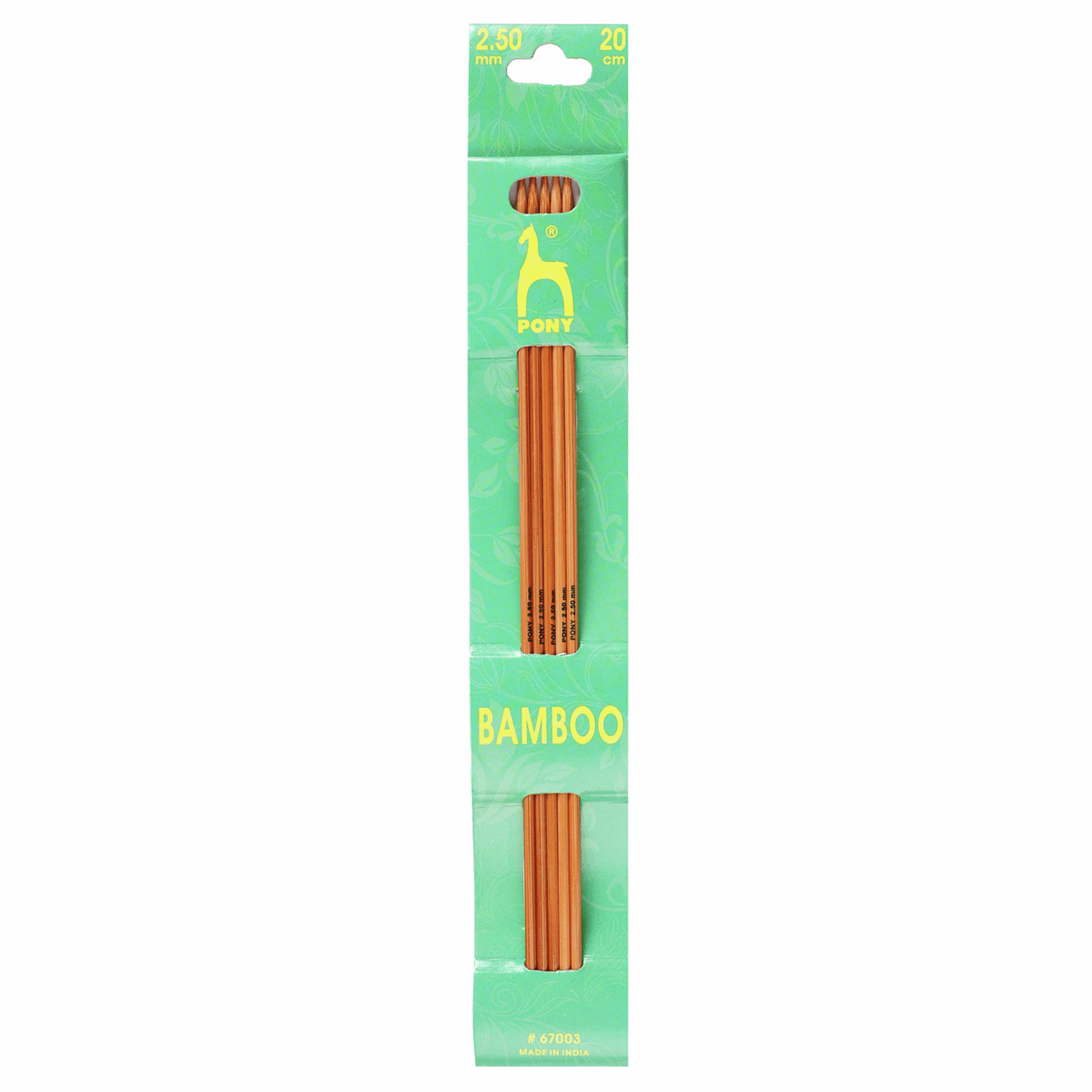 PONY Double-Ended Bamboo Knitting Pins - 20cm x 2.50mm (Set of 5)