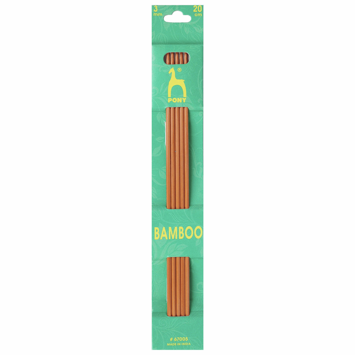PONY Double-Ended Bamboo Knitting Pins - 20cm x 3mm (Set of 5)
