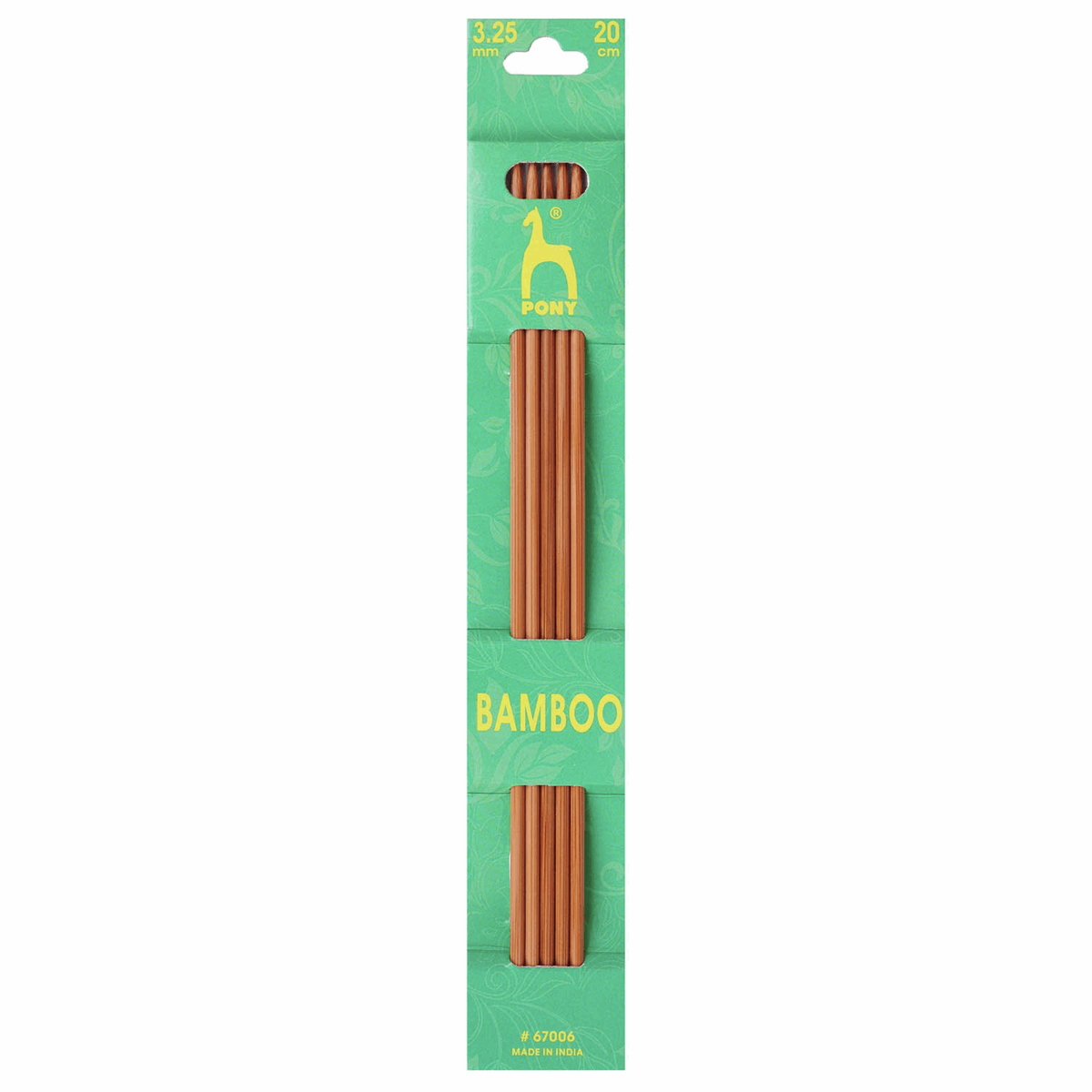 PONY Double-Ended Bamboo Knitting Pins - 20cm x 3.25mm (Set of 5)