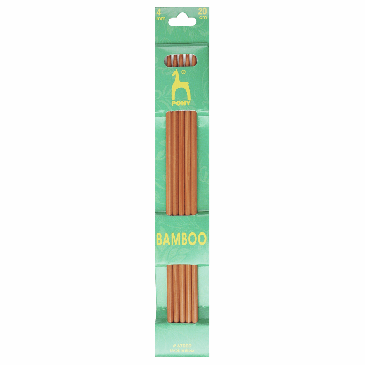PONY Double-Ended Bamboo Knitting Pins - 20cm x 4mm (Set of 5)