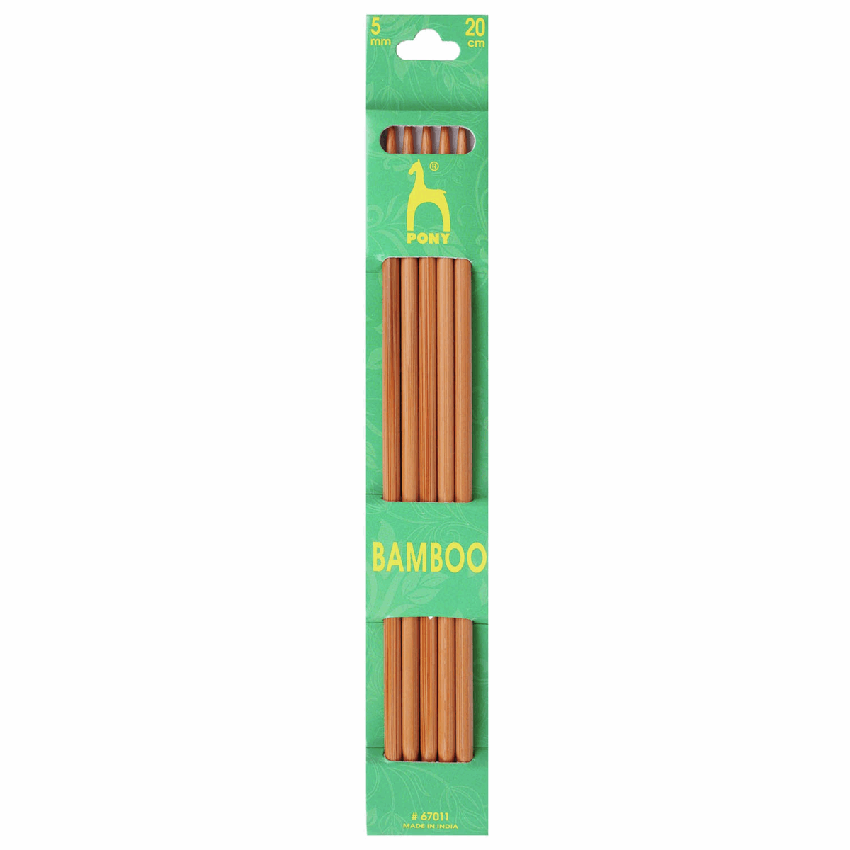 PONY Double-Ended Bamboo Knitting Pins - 20cm x 5mm (Set of 5)