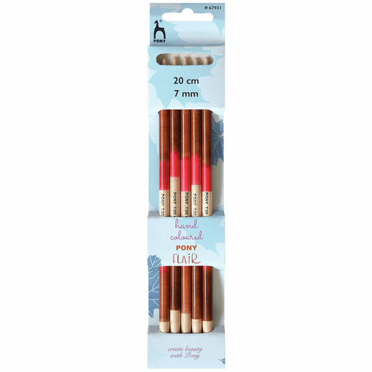 PONY 'Flair' Double-Ended Coloured Knitting Pins - 20cm x 7.00mm (Set of 5)