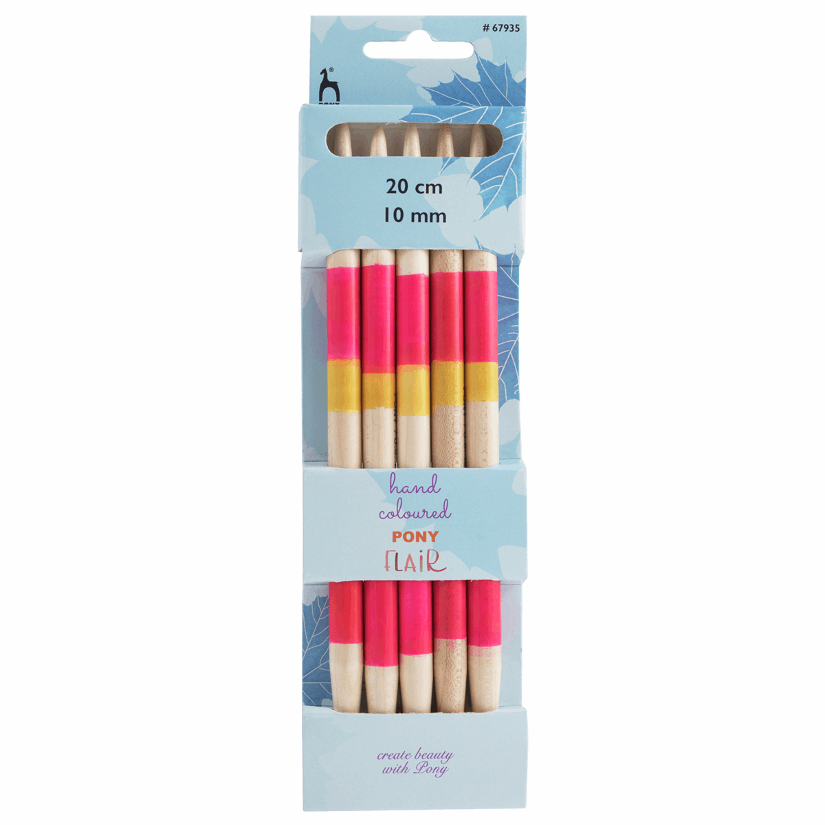 PONY 'Flair' Double-Ended Coloured Knitting Pins - 20cm x 10mm (Set of 5)