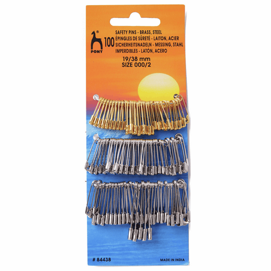PONY Safety Pins - 100 x Assorted