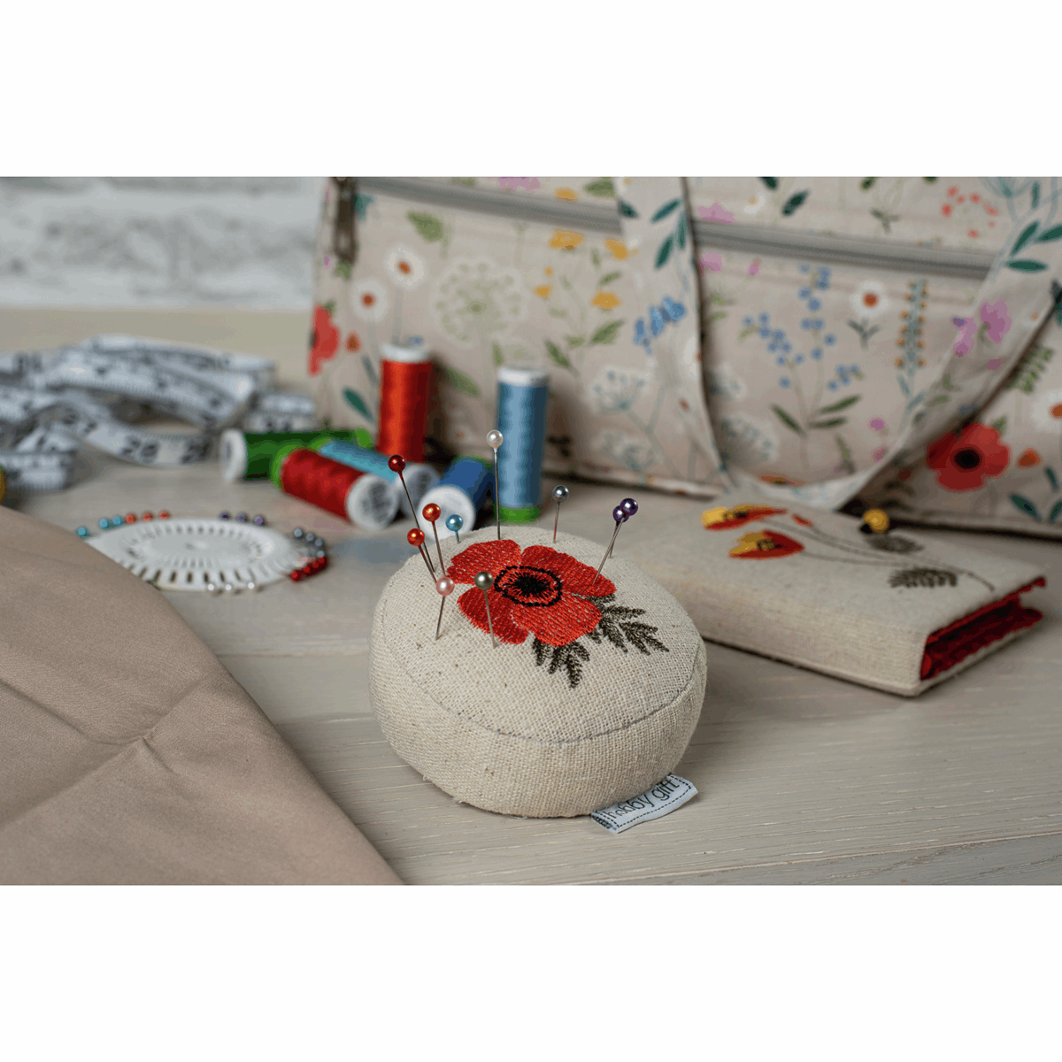 Wildflowers Embroidered Dome Pincushion