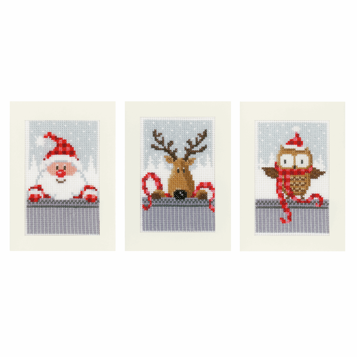 Counted Cross Stitch Greeting Card Kit - Xmas Buddies