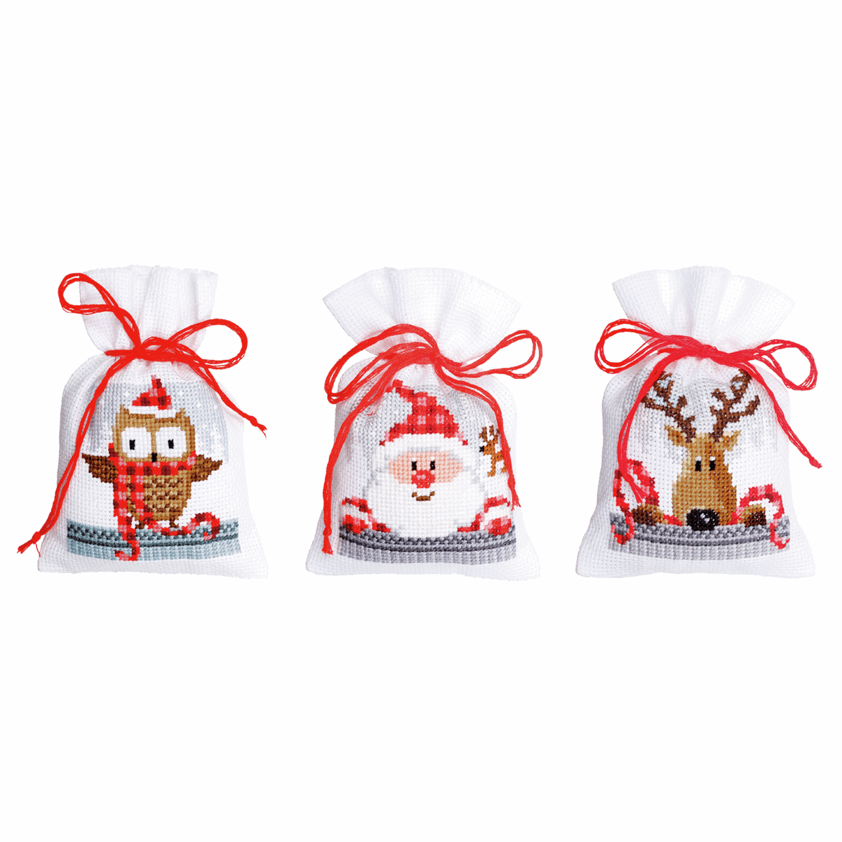 Counted Cross Stitch Pot-Pourri Bag Kit - Xmas Buddies (set of 3)