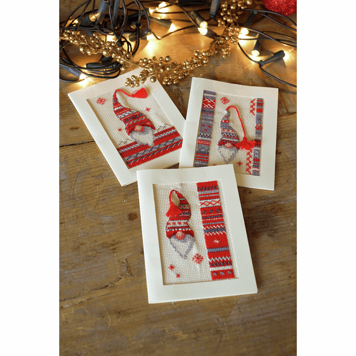 Counted Cross Stitch Greeting Card Kit - Christmas Elfs