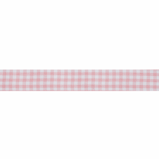 Bowtique Pink Gingham Polyester Ribbon - 5m x 15mm Roll