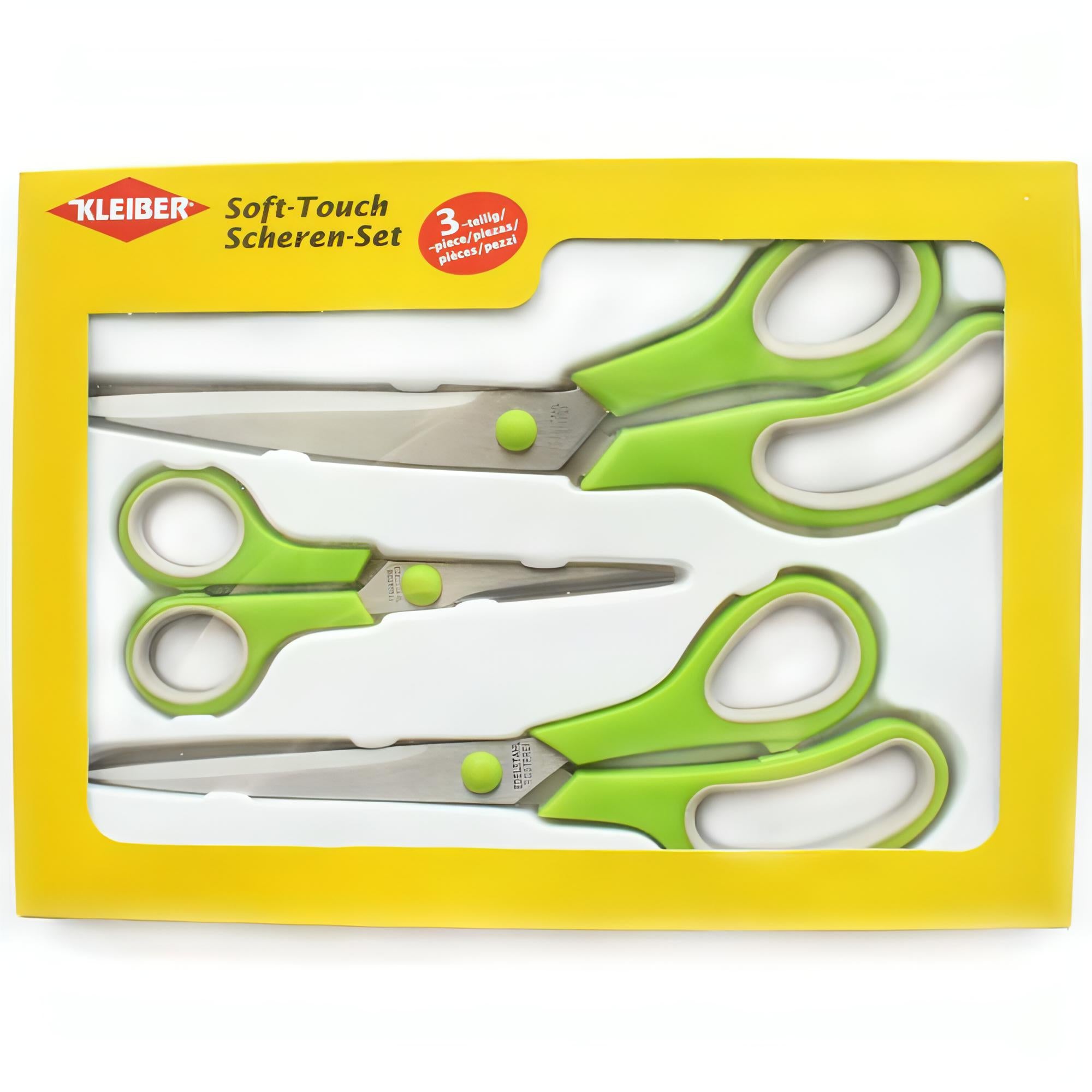 Kleiber Lime Soft Touch Scissor Set (Set of 3)