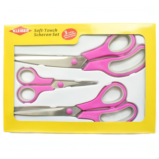 Kleiber Pink Soft Touch Scissor Set (Set of 3)