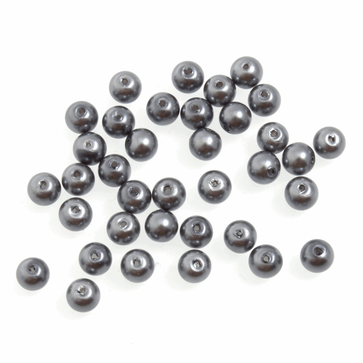 Trimits Grey Strung Glass Pearls - 20cm x 6mm