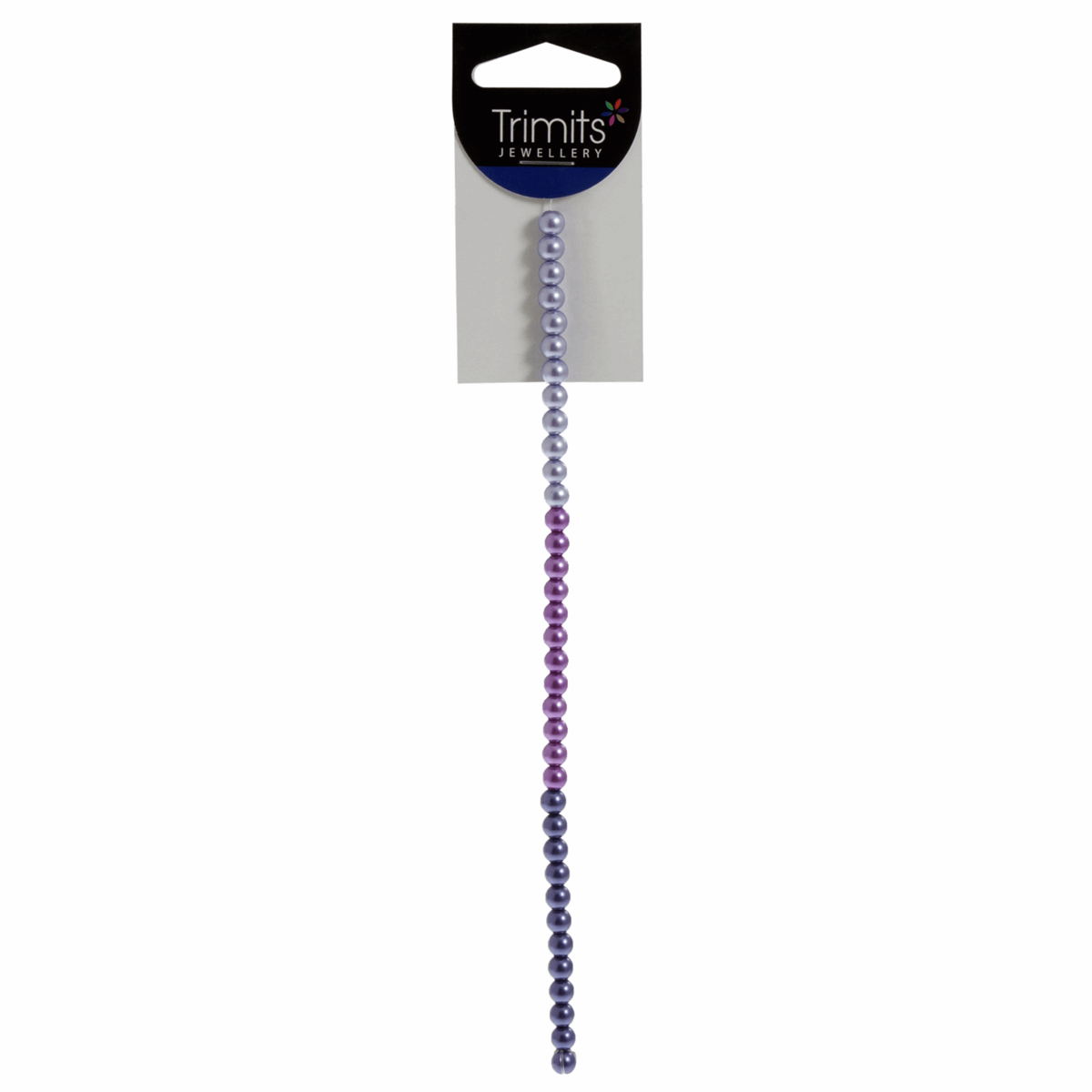 Trimits Purple Mix Strung Glass Pearls - 20cm x 6mm