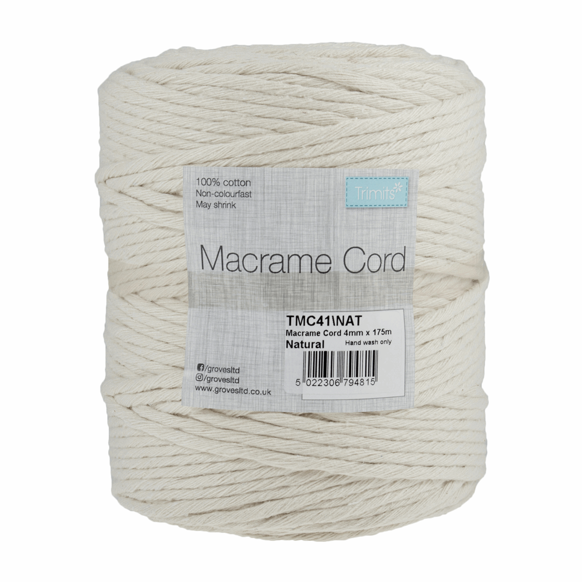 Natural Macrame Cord - 175m x 4mm