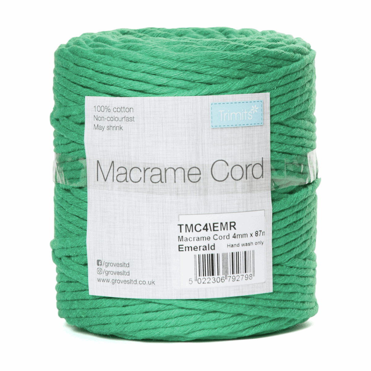 Emerald Macrame Cord - 87m x 4mm