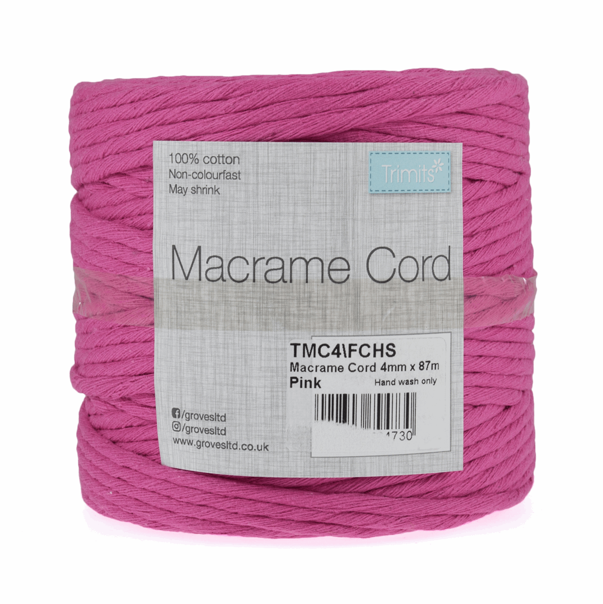 Fuchsia Macrame Cord - 87m x 4mm