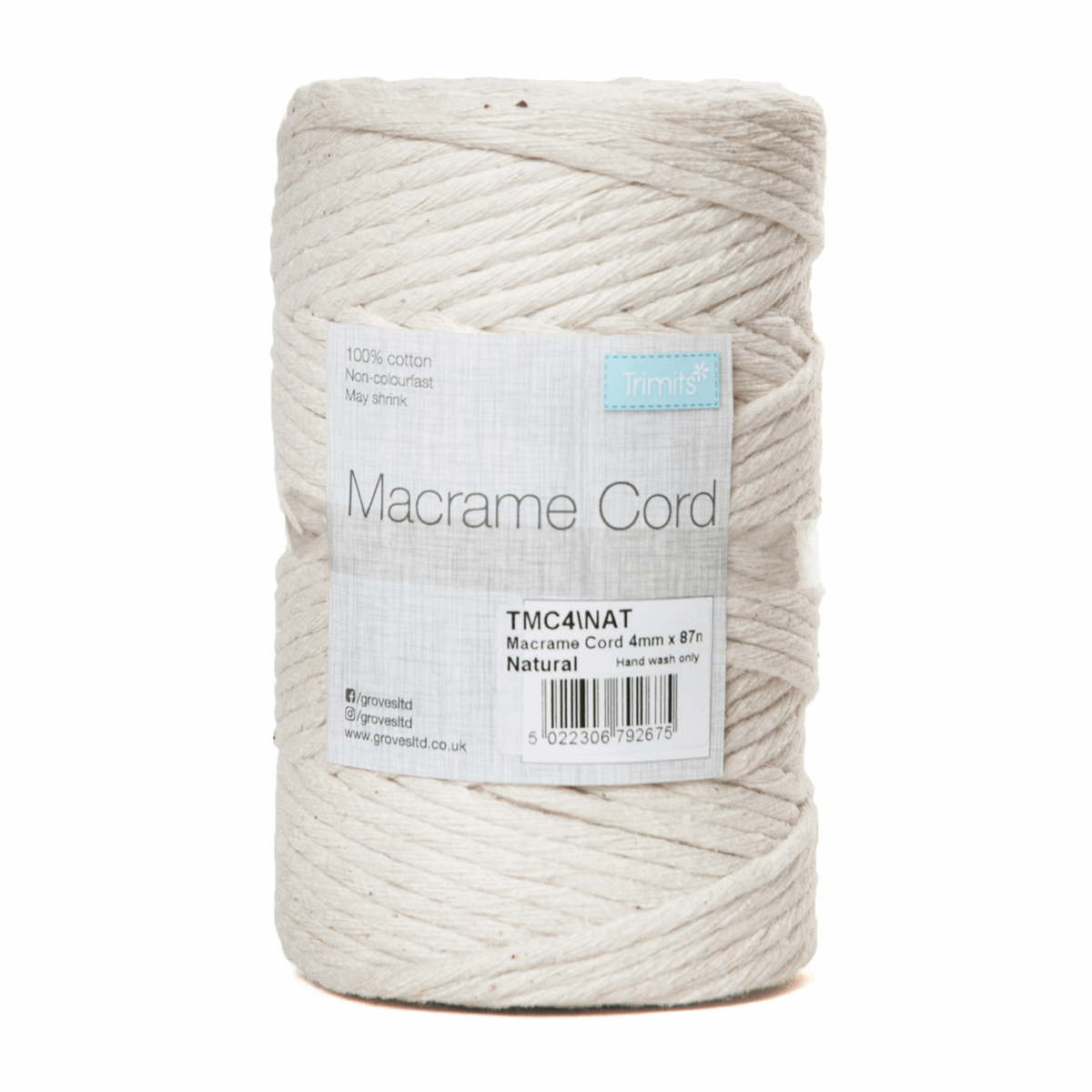 Natural Macrame Cord - 87m x 4mm