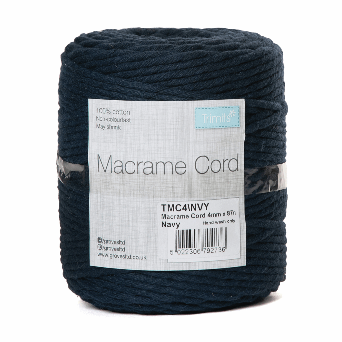 Navy Macrame Cord - 87m x 4mm