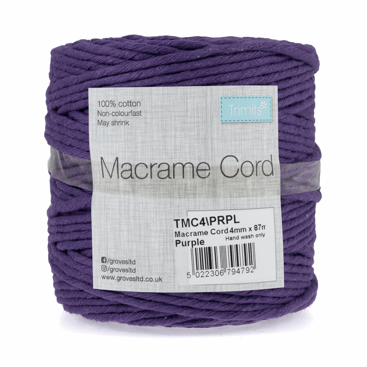 Purple Macrame Cord - 87m x 4mm