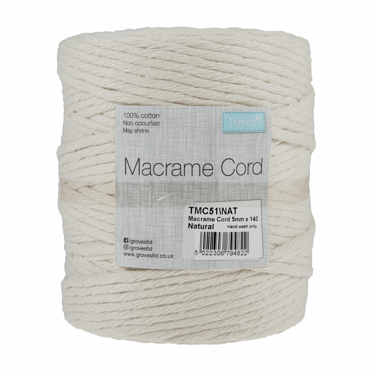 Natural Macrame Cord - 140m x 5mm