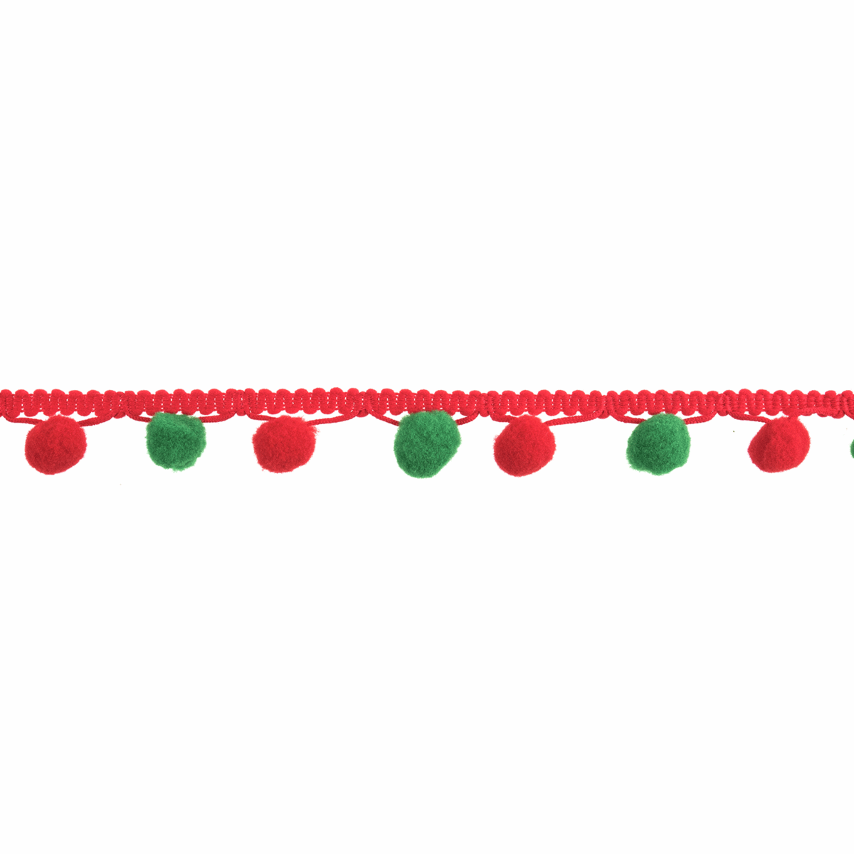 Christmas Red & Green Pom Pom Trim - 20m x 25mm