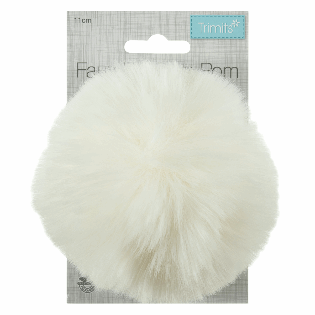 Trimits Faux Fur Super Fluffy Pom Pom - Cream 11cm