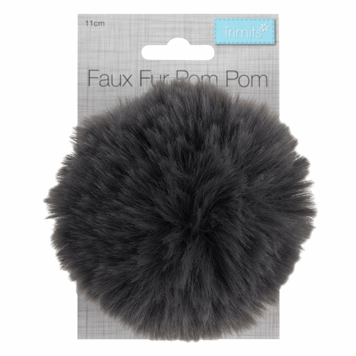 Trimits Faux Fur Super Fluffy Pom Pom - Grey 11cm