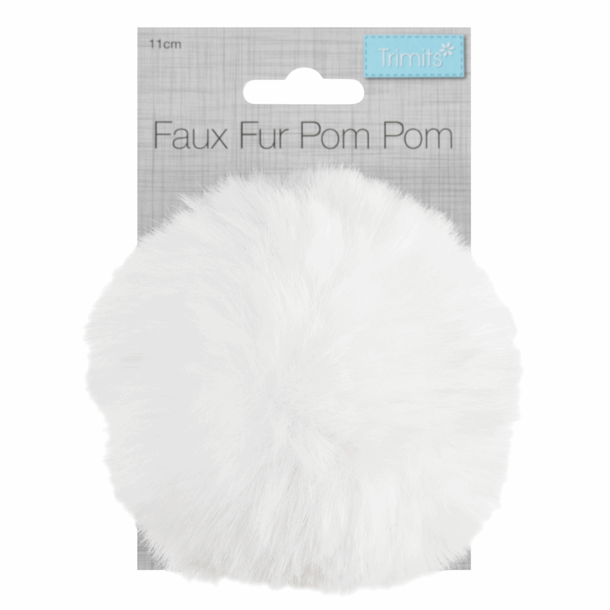 Trimits Faux Fur Super Fluffy Pom Pom - White 11cm