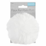 Trimits Faux Fur Super Fluffy Pom Pom - White 11cm