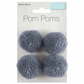 Trimits Grey Fluffy Pom Poms - 4cm (Pack of 4)
