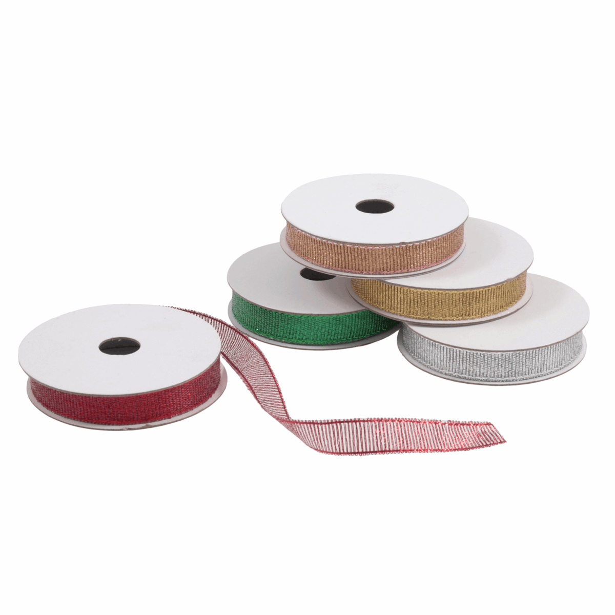 Christmas Metallic Ribbon Bundle - 2m x 9mm (Pack of 5 Colours)