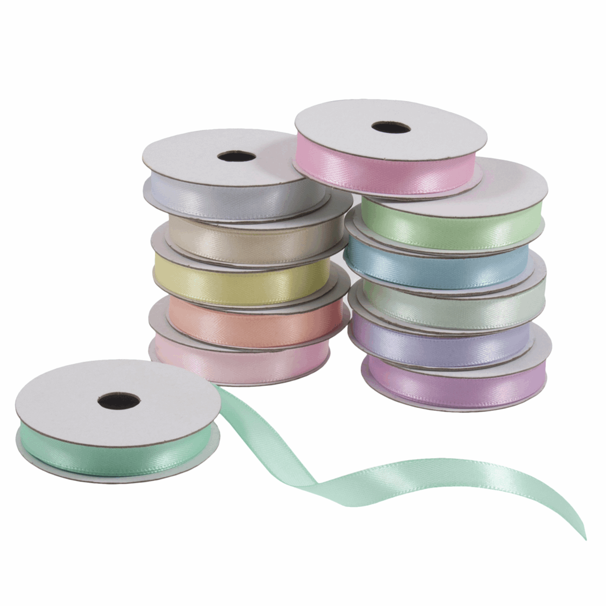 Trimits Pastel Satin Ribbon Bag - 2m x 10mm (Pack of 12)