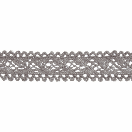 Bowtique Grey Cotton Lace Trimming - 4m x 18mm