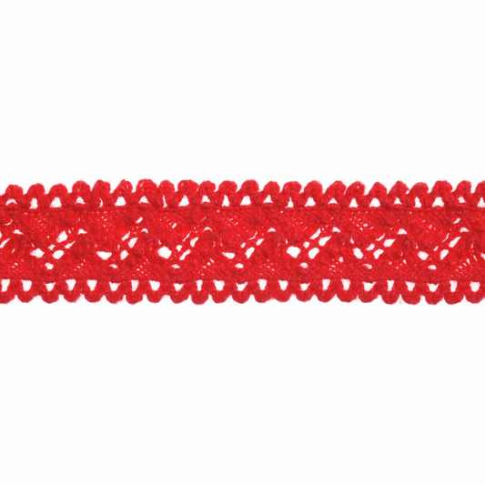 Bowtique Red Cotton Lace Trimming - 4m x 18mm