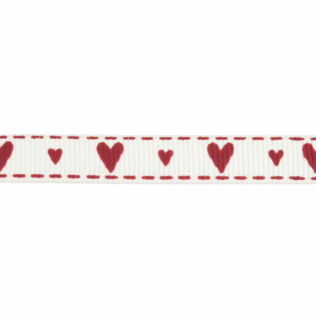 Bowtique Hearts and Kisses Grosgrain Ribbon - Dark Red & Natural - 5m x 10mm Roll