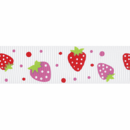 Bowtique Strawberries Grosgrain Ribbon - 5m x 20mm Roll
