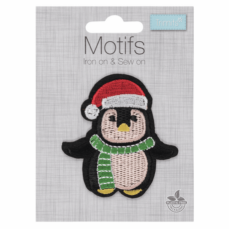 Iron-On/Sew On Motif Patch - Christmas Penguin