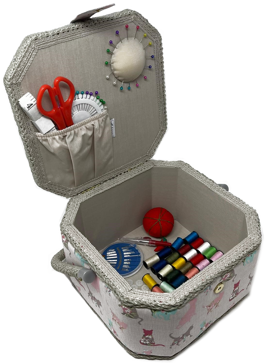 Octagon Sewing Box with Deluxe Craft Kit