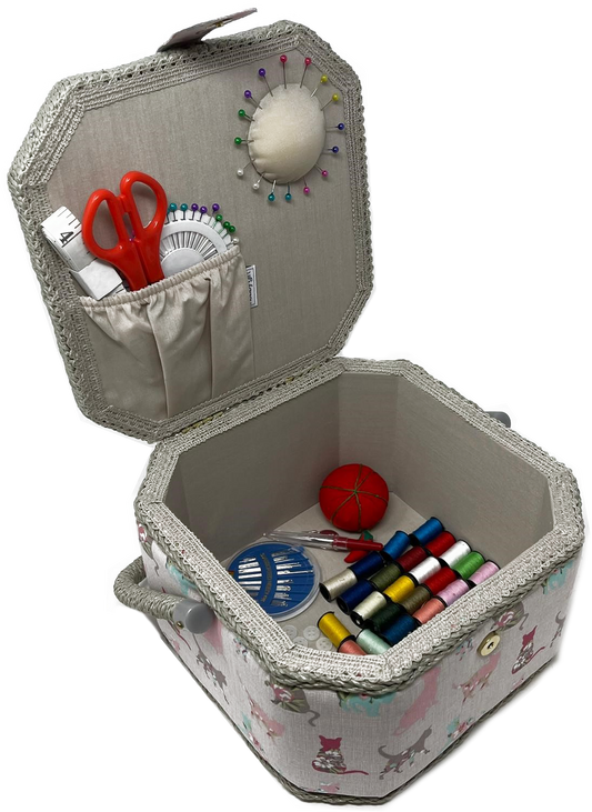 Octagon Sewing Box with Deluxe Craft Kit