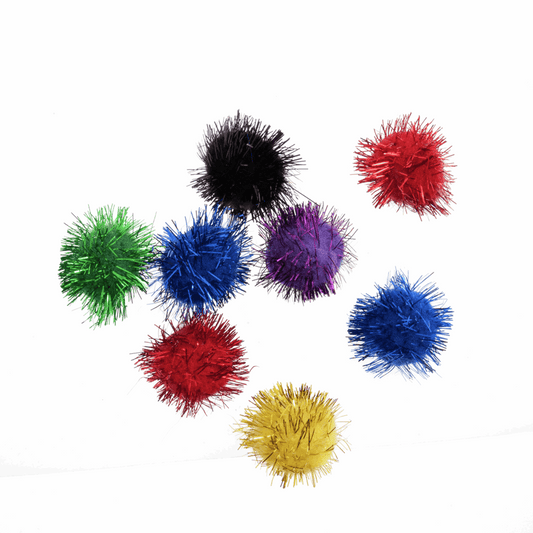 Trimits Glitter Pom Poms - 25mm (Assorted Pack of 8)