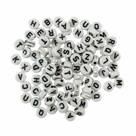 Trimits Black/White Plastic Alphabet Beads (Pack of 100)