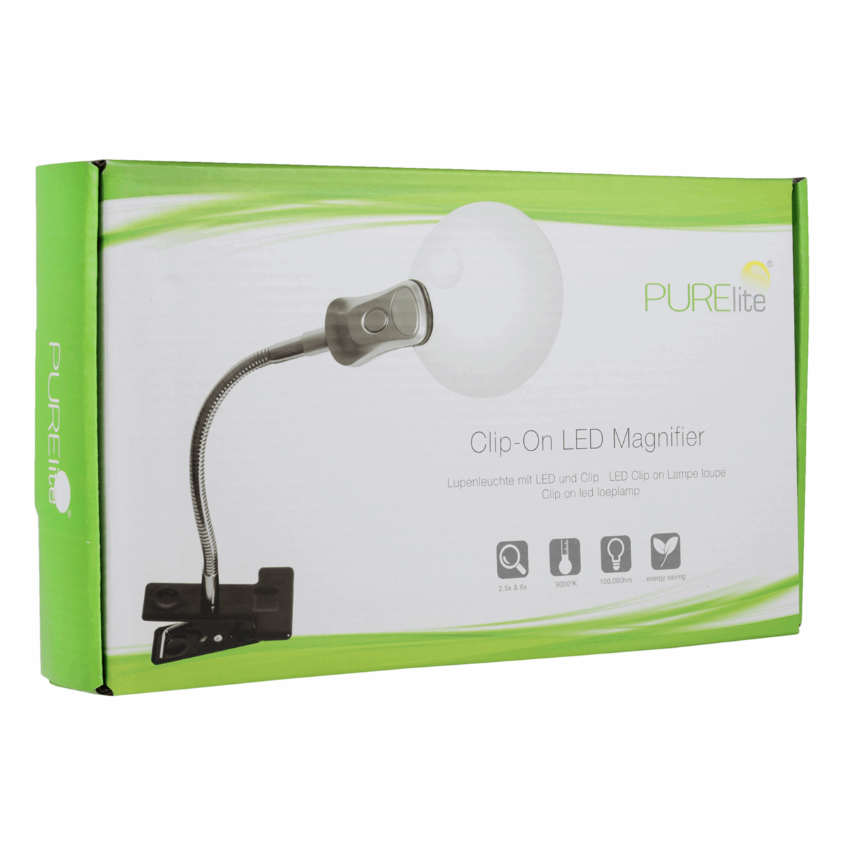 PURElite Magnifying Clip-on LED Lamp with flexible arm