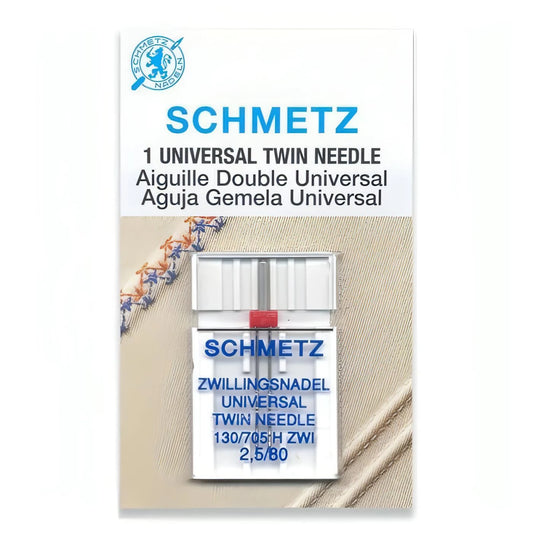 Schmetz Universal Twin Needle size 80, 2.5mm gap